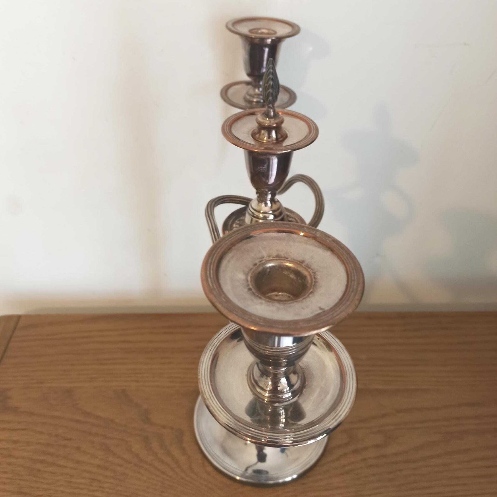 Vintage 3 Tier Candelabra With Snuffer. Good Condition. photo vinterior