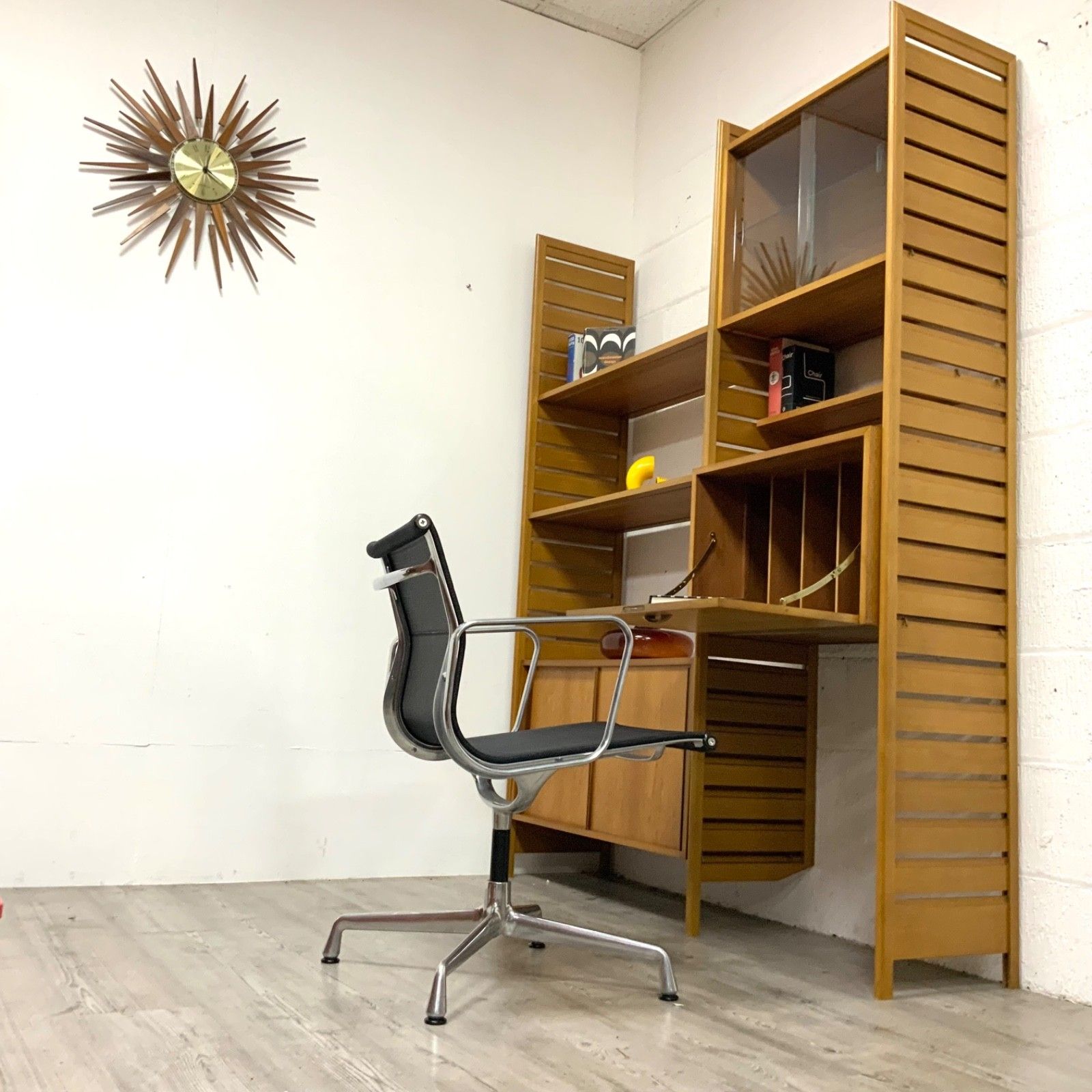Vintage Staples Ladderax 2 Bay Modular Shelving Unit System Bookcase Teak 60s photo furniture