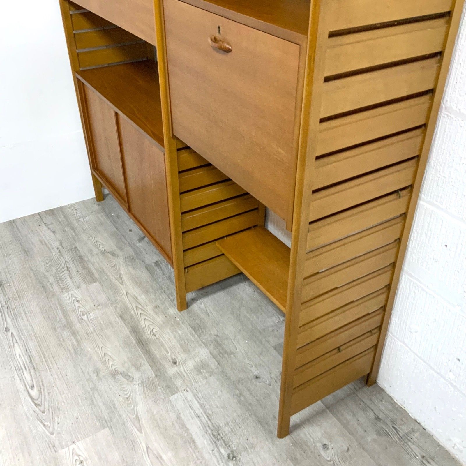 photo buy Vintage Staples Ladderax 2 Bay Modular Shelving Unit System Bookcase Teak 60s /2