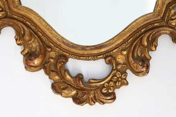 Baroque Oval Wall Mirror In Gilded Wood, France, 1950s photo for sale