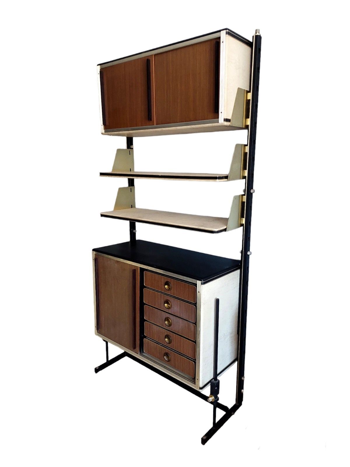 Umberto Mascagni Bookcase With Sliding Doors Design 50s