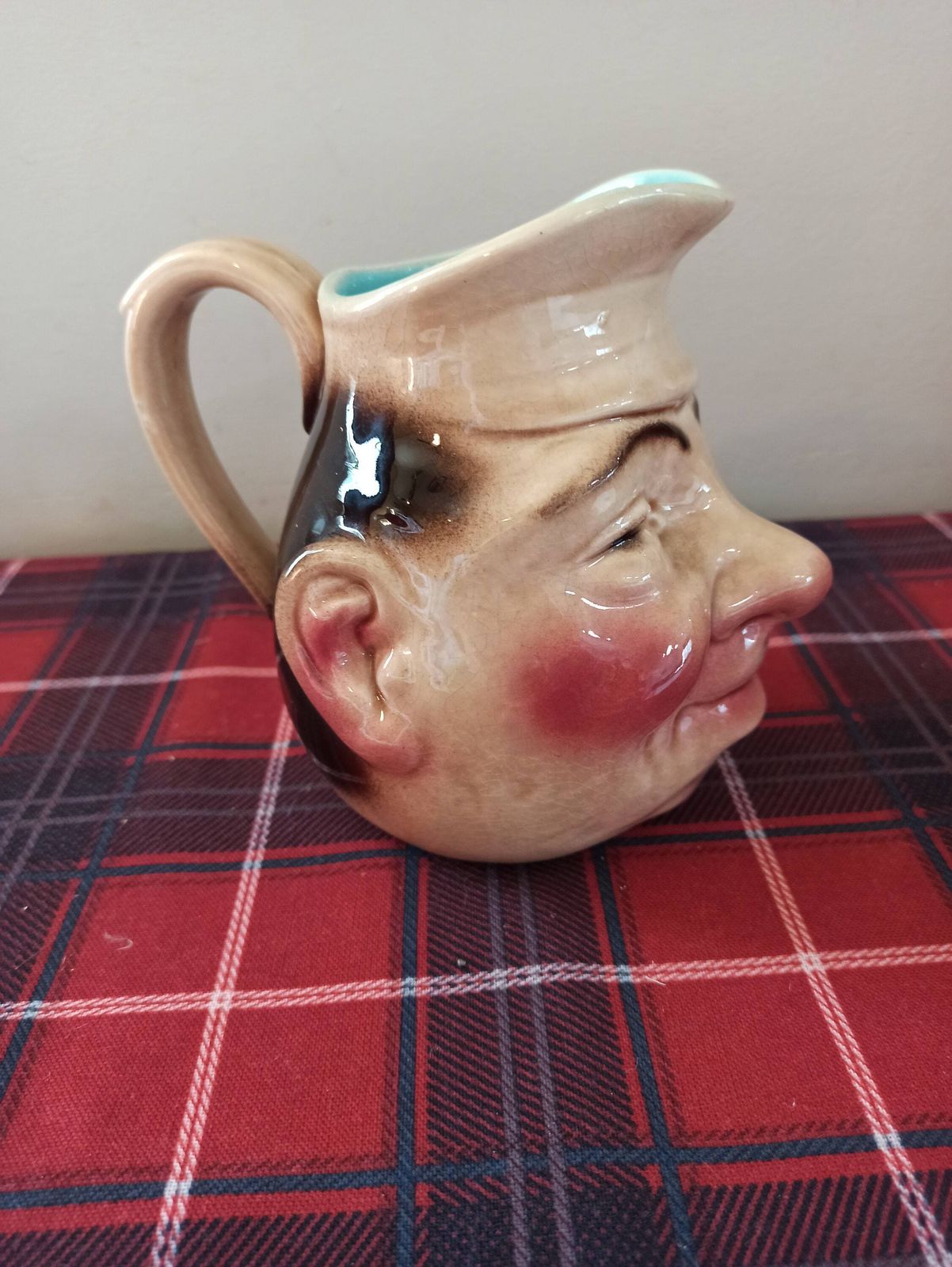 Antique Victorian Majolica Sarreguemines French Toby Jug. C1880s. photo for sale