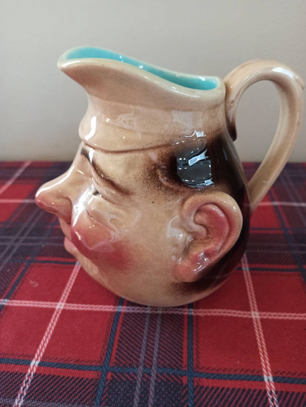 Antique Victorian Majolica Sarreguemines French Toby Jug. C1880s. photo Home Decor