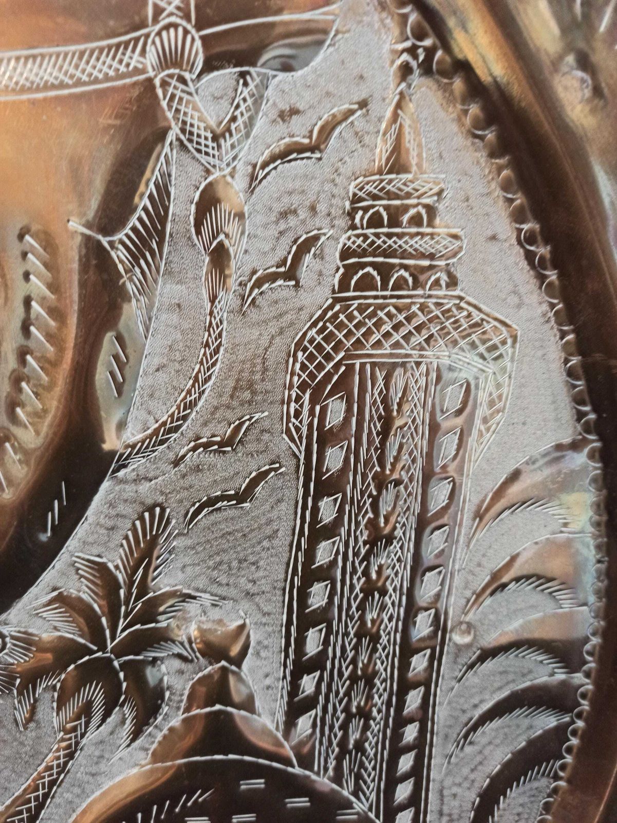Very Large Brass Wall Plaque. 65cm Wide. Tunisia. Camels. Vintage. Very Good Condition. photo vinterior