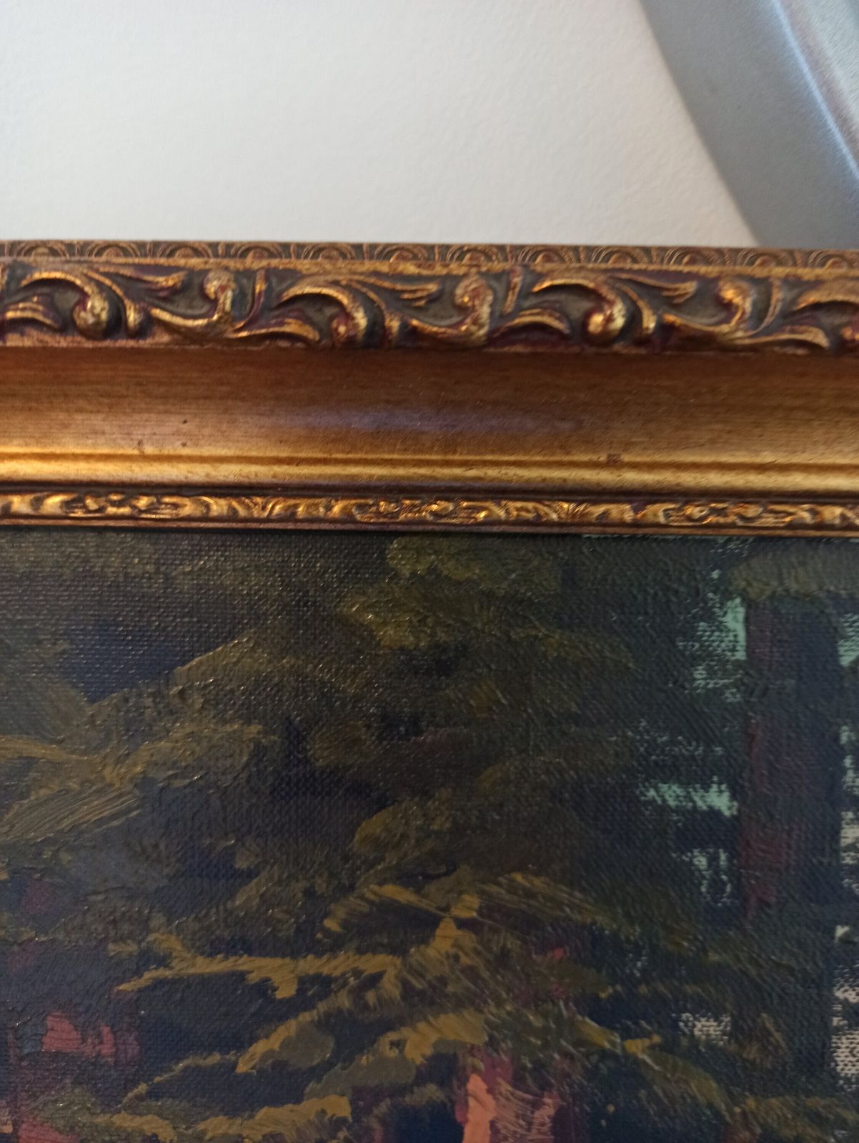 Vintage Alpine Mountains Countryside Scene   Framed Canvas Painting. Good Condition. Very Scenic. Very Large. 98cm X 58cm X 4cm. photo buy
