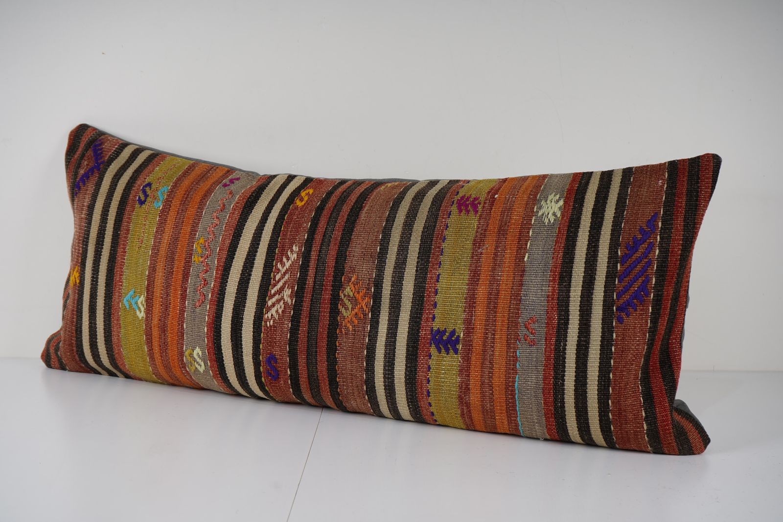 Bohemian Bedding Wool Kilim Pillow Cover Handmade Hippie Bed Pillow, Anatolian King Pillow, Shams Long Pillows For Bed photo 80.0