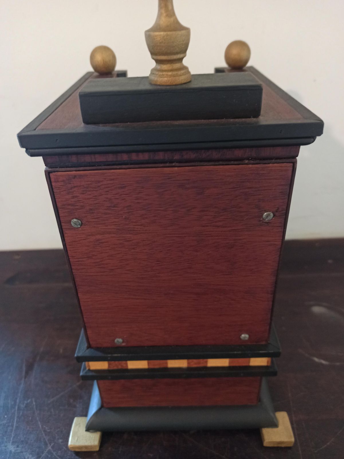 Unique Wooden Mantle Clock. Handmade. Battery Operated. Working Order. Very Good Condition. photo buy