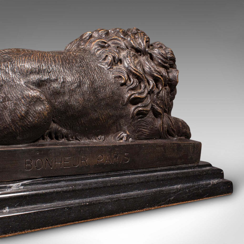 photo furniture Vintage Recumbent Lion French Bronze Marble After Canova Mid 20th Century