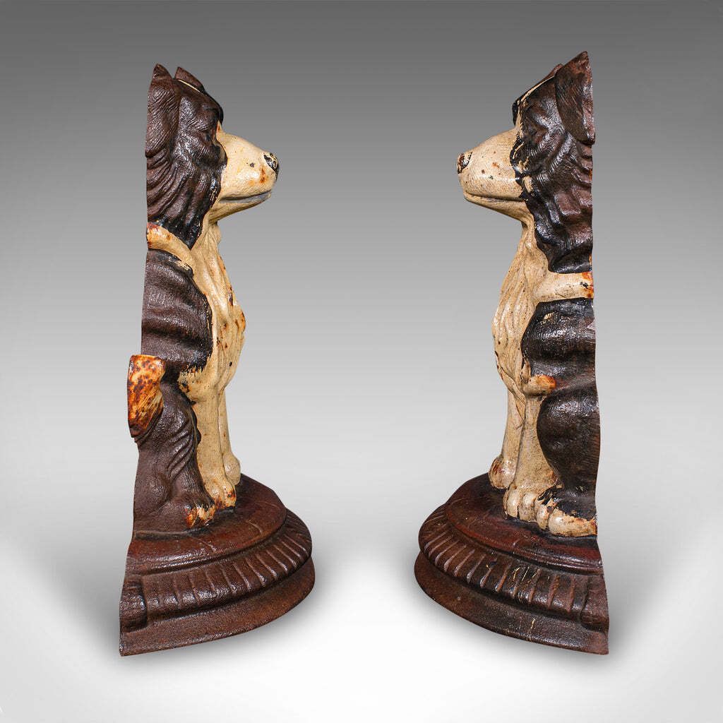 Pair Of Antique Border Collie Doorstops  English  Dog  Door Keepers Victorian photo 40388.0