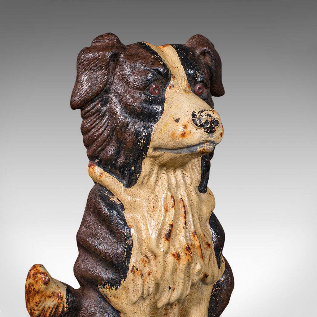 photo for sale Pair Of Antique Border Collie Doorstops  English  Dog  Door Keepers Victorian