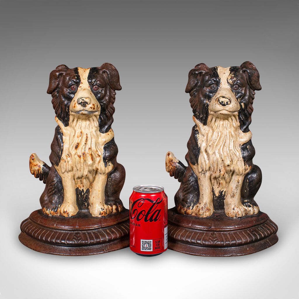 40388.0 Pair Of Antique Border Collie Doorstops  English  Dog  Door Keepers Victorian photo