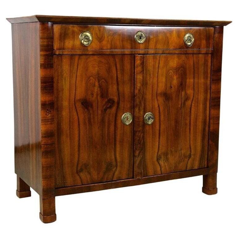 19th Century Biedermeier Nutwood Commode/ Trumeau/ Half Cabinet, At Circa 1830