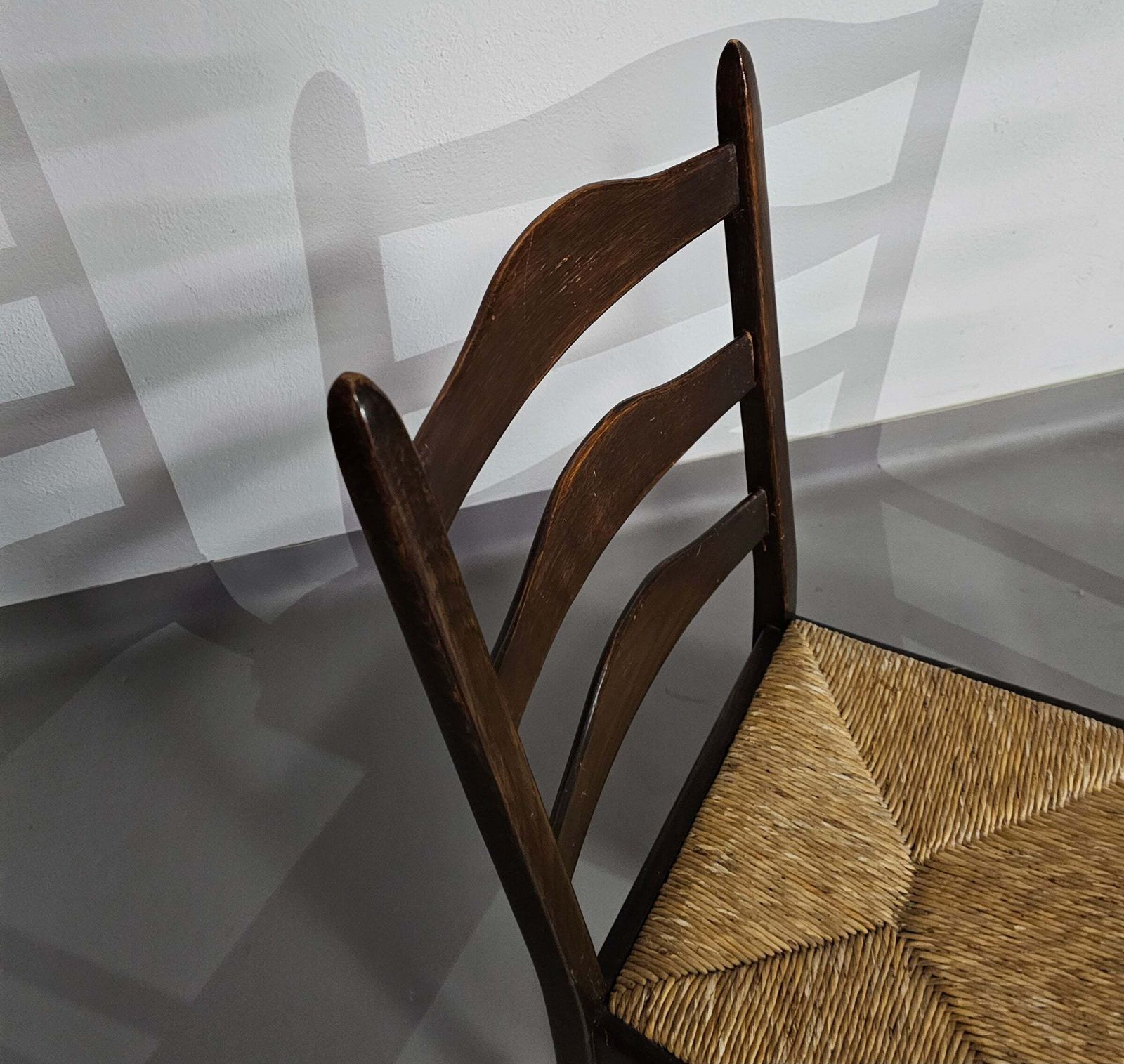 Set Of 2 Oak , Rustic, Farmhouse, Ladderback Dining Chairs With Rush Seats photo for sale