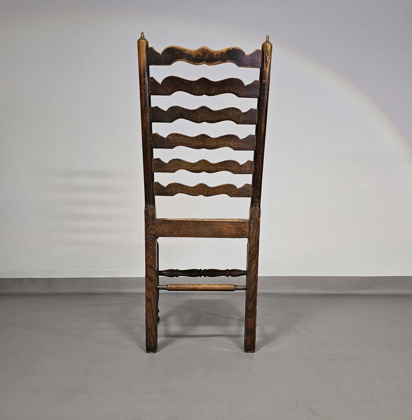 photo buy Set Of 4 Oak, Rustic, Farmhouse, Ladderback Dining Chairs With Rush Seats 1960s