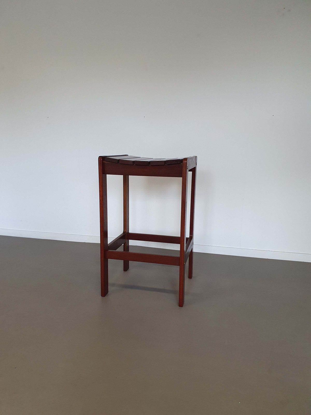 3 X Stool Meranti 70s. Height 71 Cm / Wide 42 Cm / Depth 40 Cm photo for sale