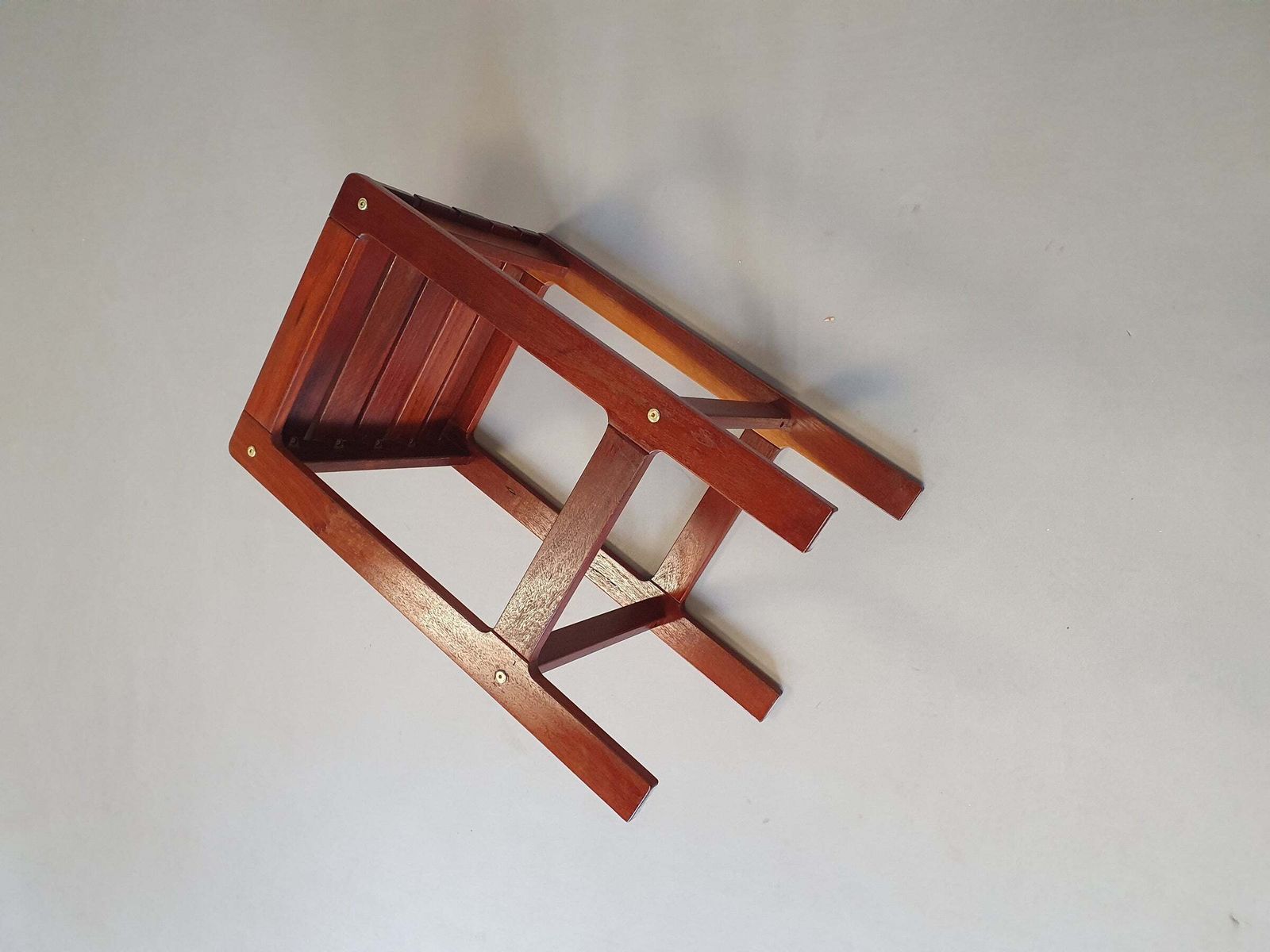 photo vintage 3 X Stool Meranti 70s. Height 71 Cm / Wide 42 Cm / Depth 40 Cm