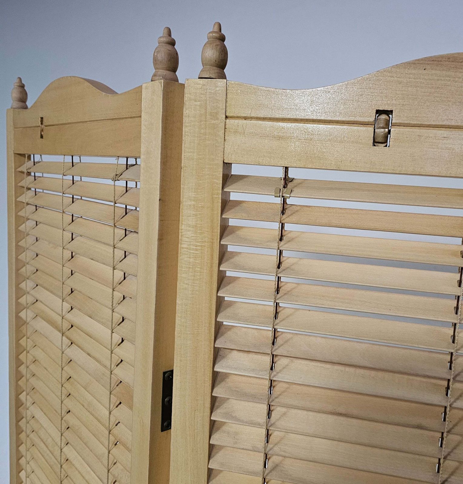 Room Divider French Blonde Beech Louvered Screen Room Divider, 1960s photo for sale