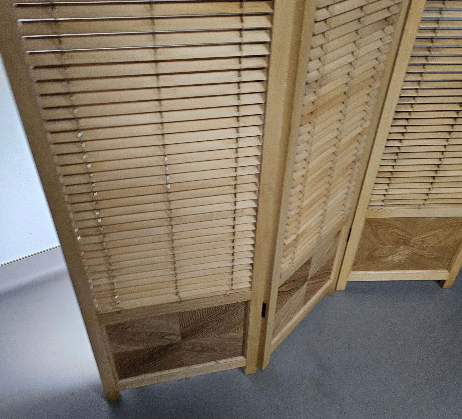 photo for sale Room Divider French Blonde Beech Louvered Screen Room Divider, 1960s