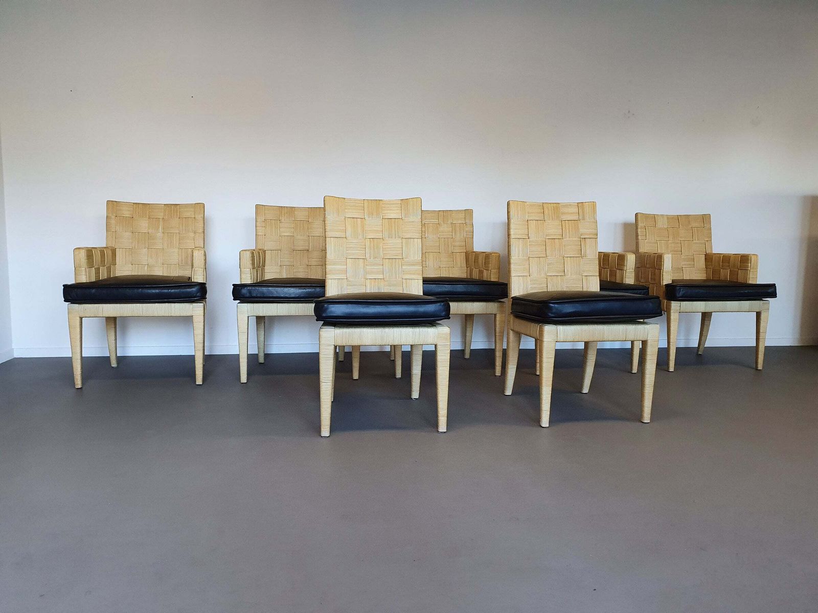 Donghia Block Island Chairs With Original Leather Seats By John Hutton photo furniture