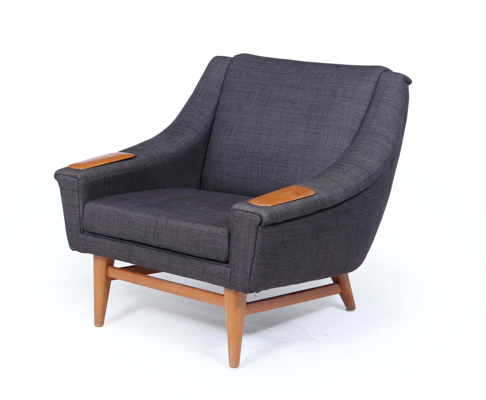 Mid Century Modern Danish Armchair With Oak Arm Rests, C. 1960s photo furniture