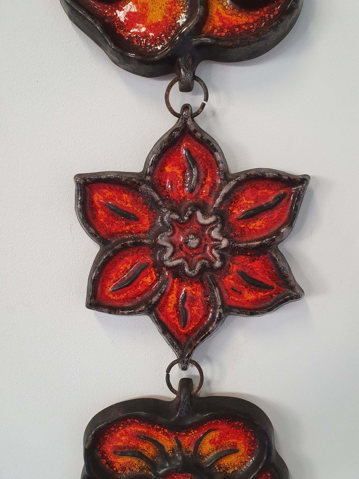 Wall Plaque By Jan Van Erp Ceramic Glaze Flowers Dutch Pottery Vintage 60's 70's photo vinterior