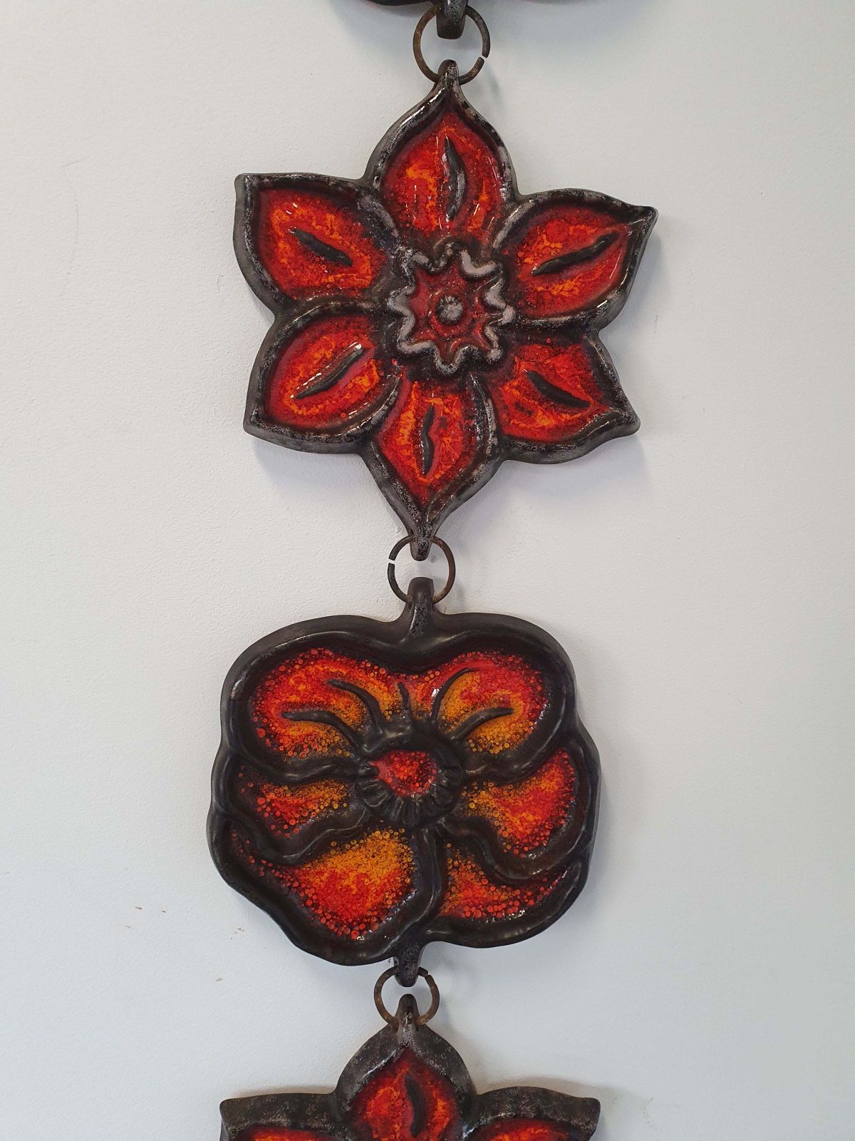 photo furniture Wall Plaque By Jan Van Erp Ceramic Glaze Flowers Dutch Pottery Vintage 60's 70's