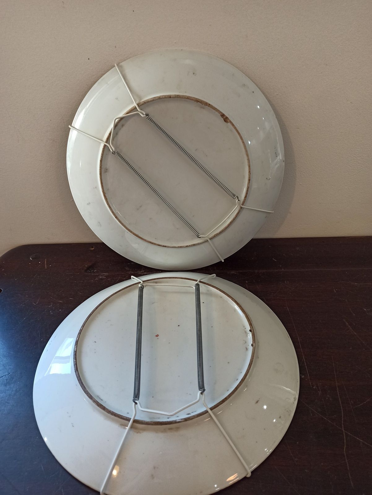 A Pair Of Hand Painted Famille Rose Decorative Wall Plates. photo vintage