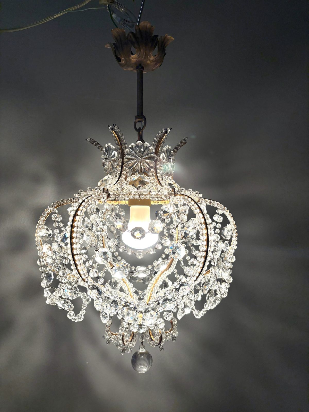 Set Of 4 Italian Florentine "Birdcage" Crystal Chandeliers photo furniture