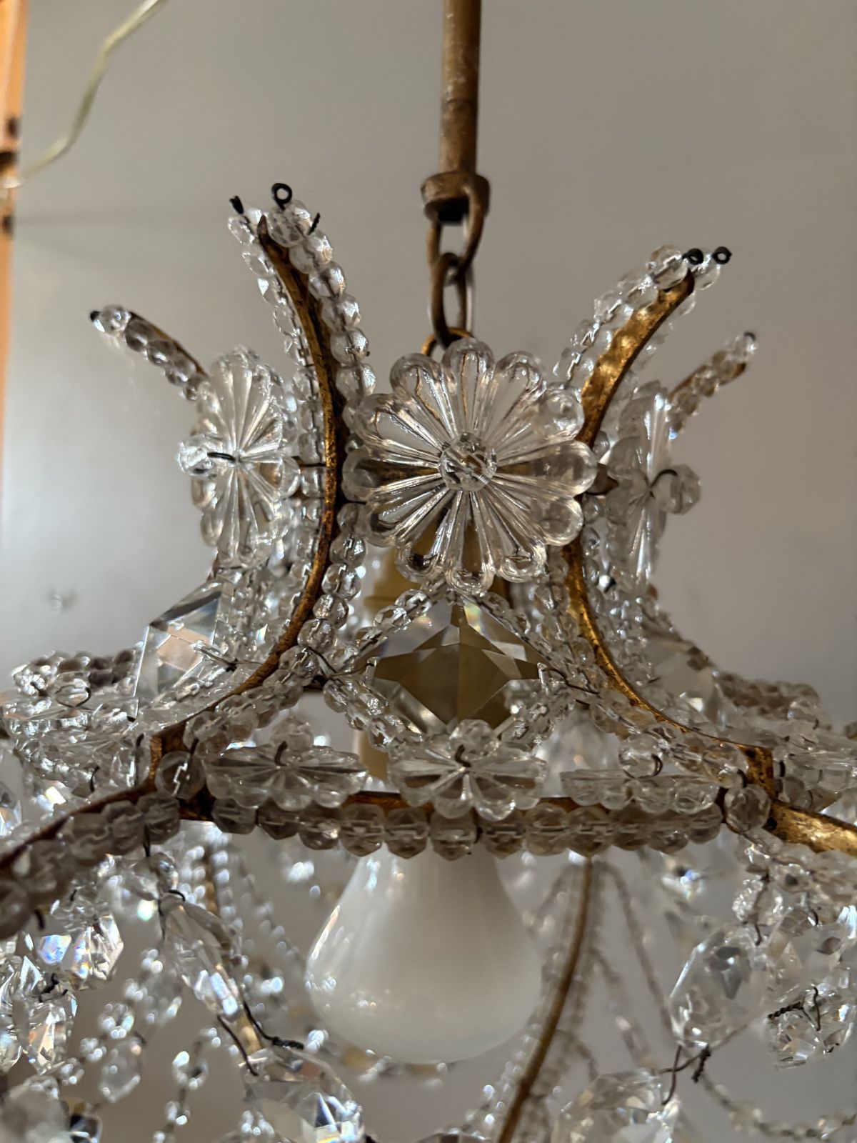 Set Of 4 Italian Florentine "Birdcage" Crystal Chandeliers photo vinterior