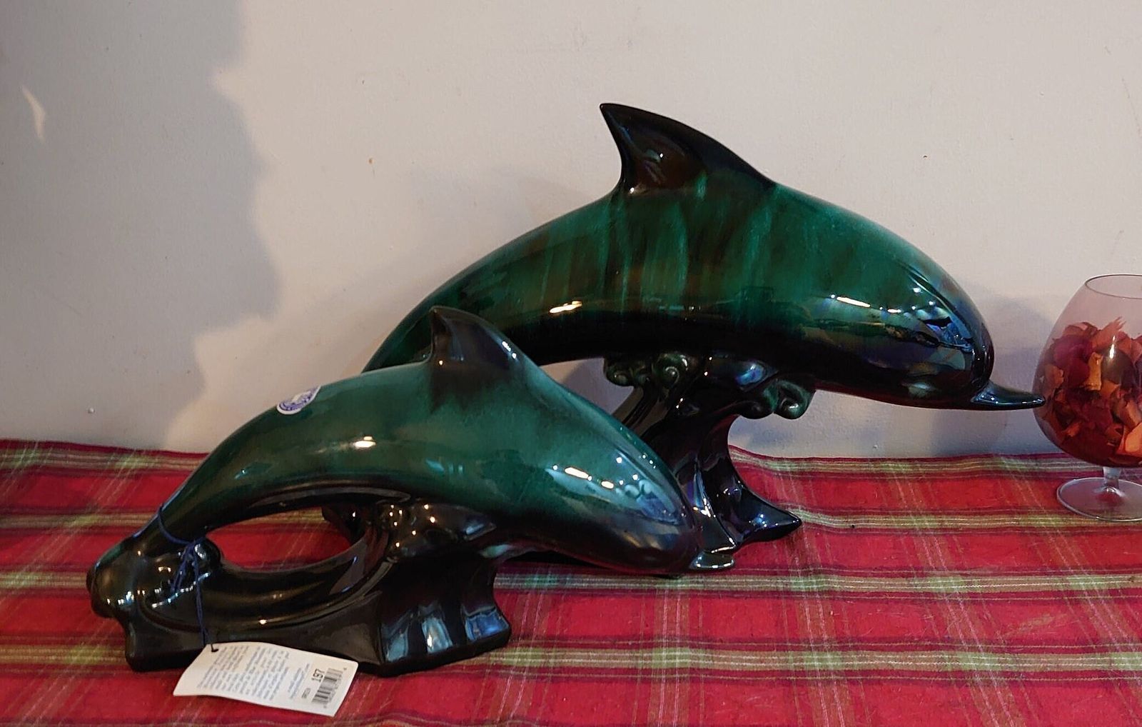 Two Blue Mountain Pottery Dolphins   Canadian Art Pottery   Both In Excellent Condition And With Tag photo furniture