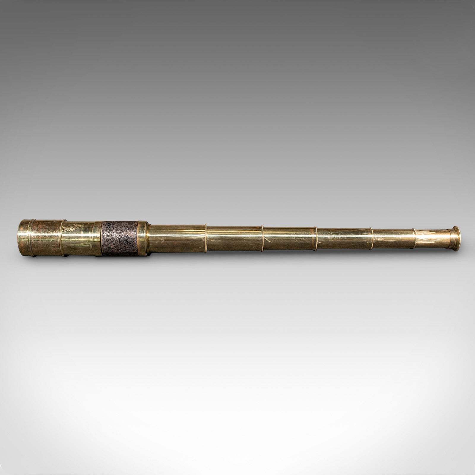 Antique Telescope, English, 6 Draw, Brass, Leather, Terrestrial, Victorian, 1860 photo Home Decor