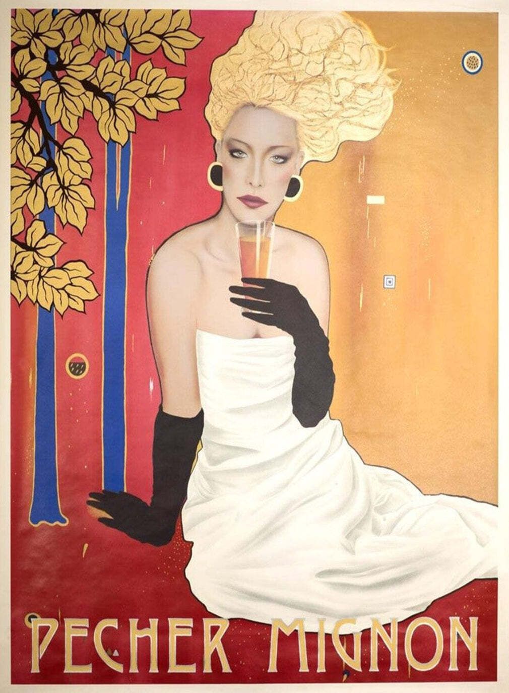Pecher Mignon Champagne   Razzia Original Vintage Poster