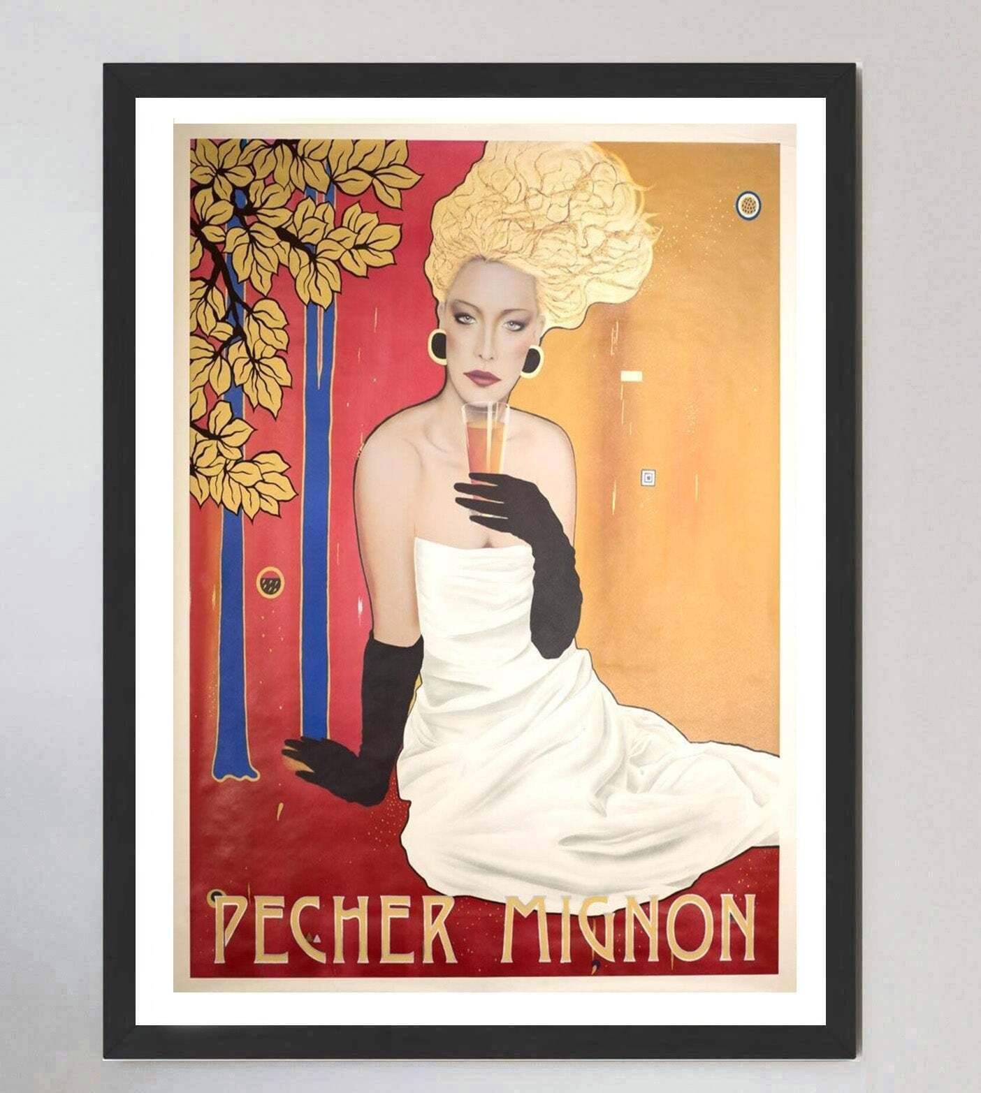 Pecher Mignon Champagne   Razzia Original Vintage Poster photo furniture