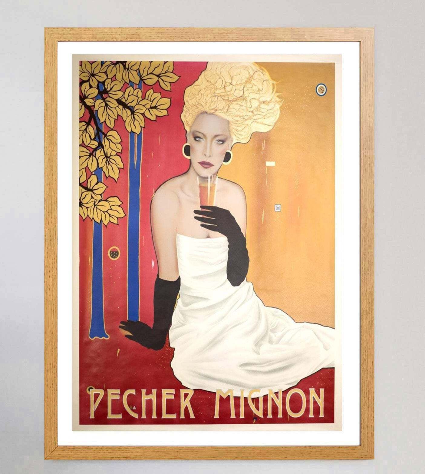 Pecher Mignon Champagne   Razzia Original Vintage Poster photo Art