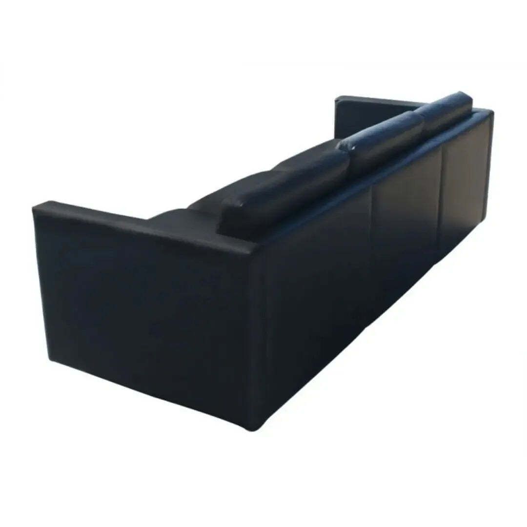 Black Leather Sofa And 4 X Cube Club Chairs Designed For Knoll. Charles Pfister Designed This Perfectly Proportioned Lounge Collection In 1971 photo furniture