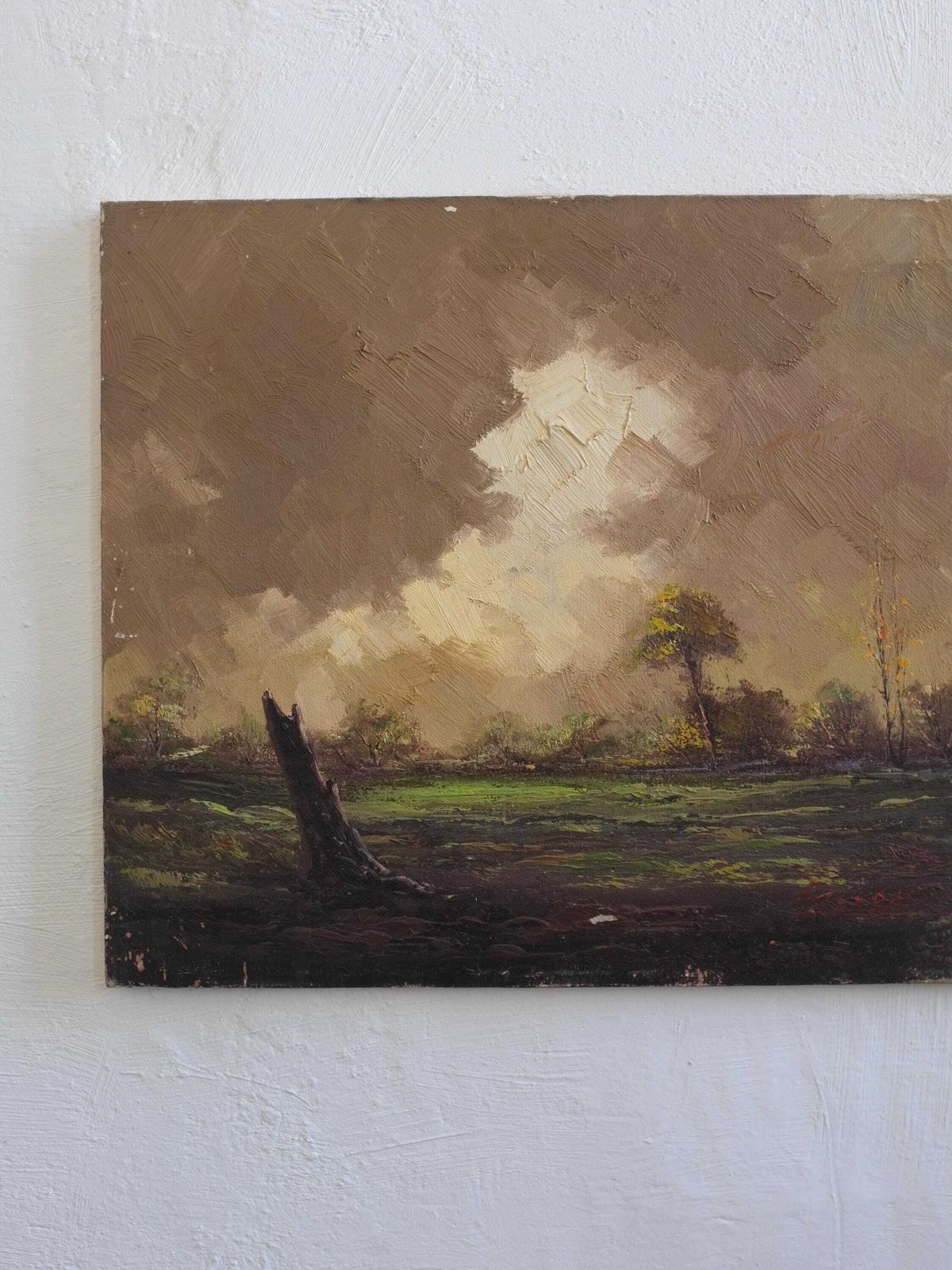 Landscape Oil Painting On Canvas | 1950s photo furniture