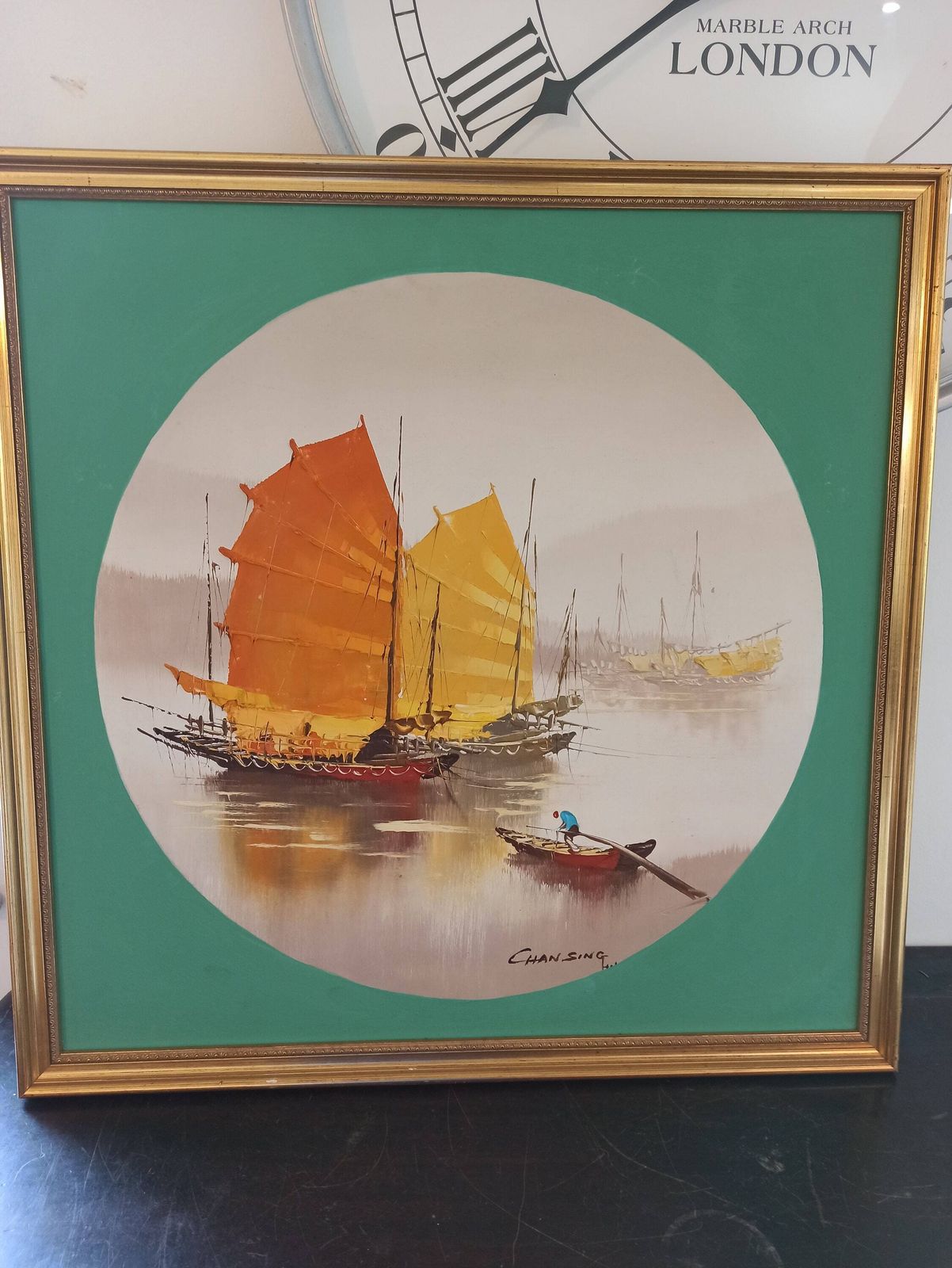 Vintage Framed Wall Picture. Chansing. On Paper With Board Back. photo vintage