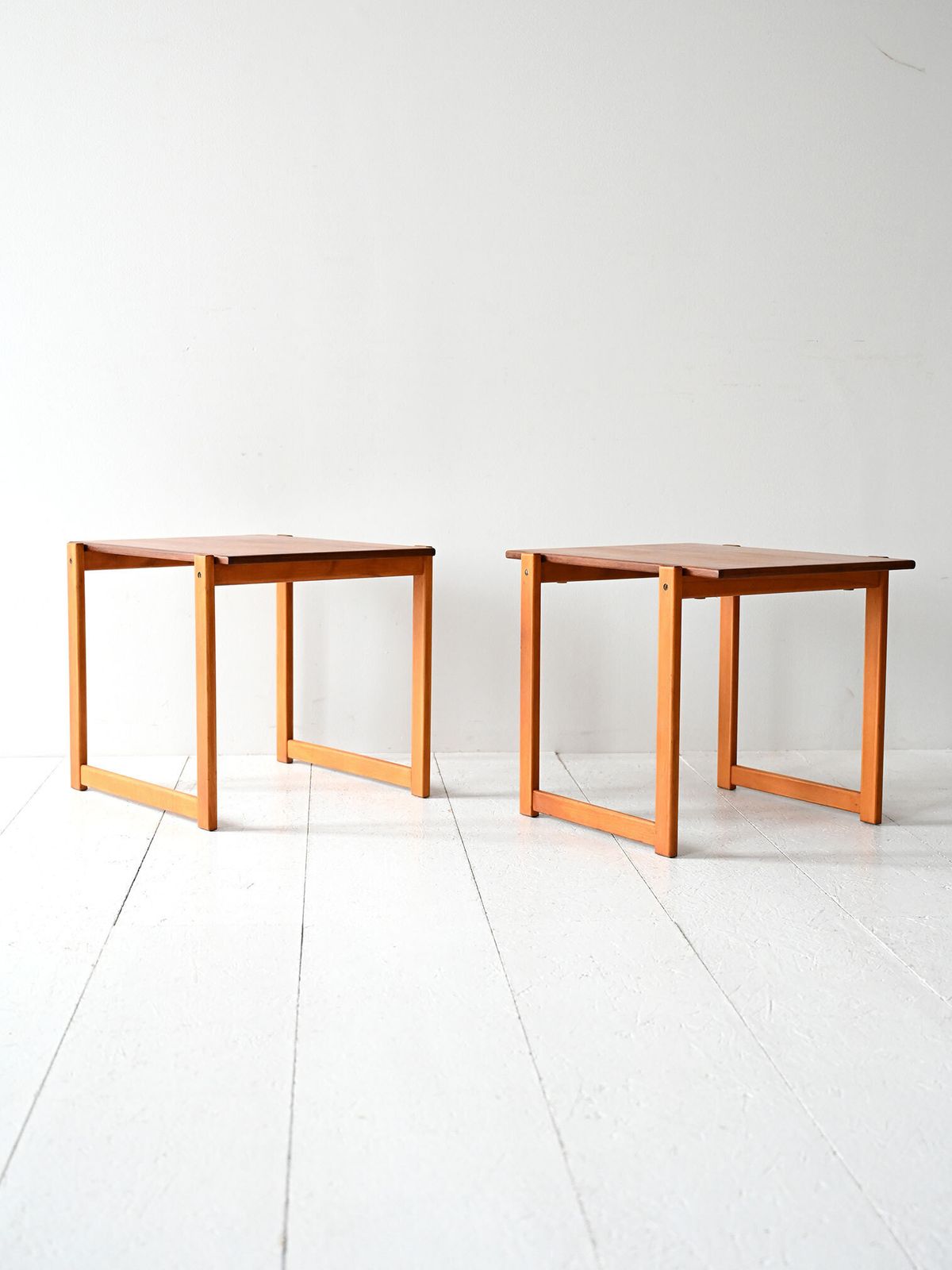 Pair Of Vintage Scandinavian Teak And Beech Coffee Tables photo for sale