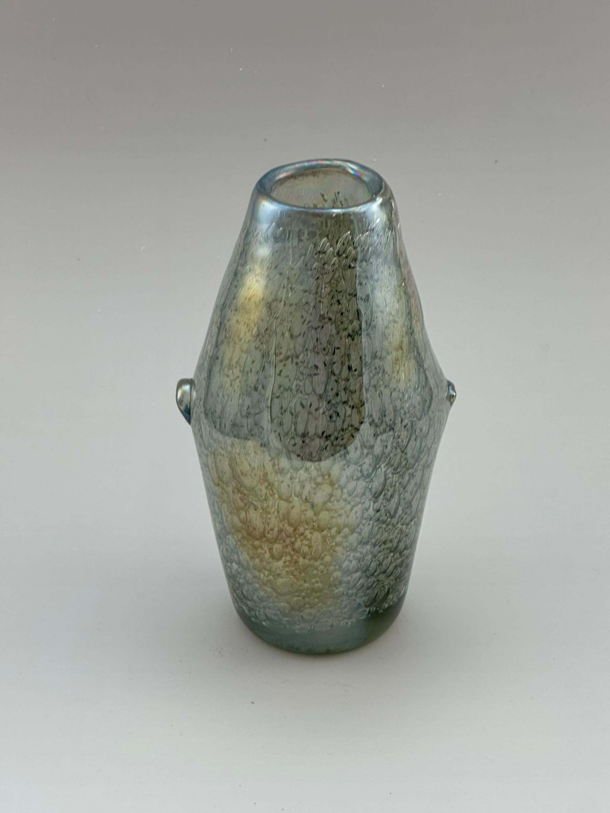 Iridescent Murano Style Freeform Glass Vase With Efeso Bubble Effect Circa 1970s photo for sale