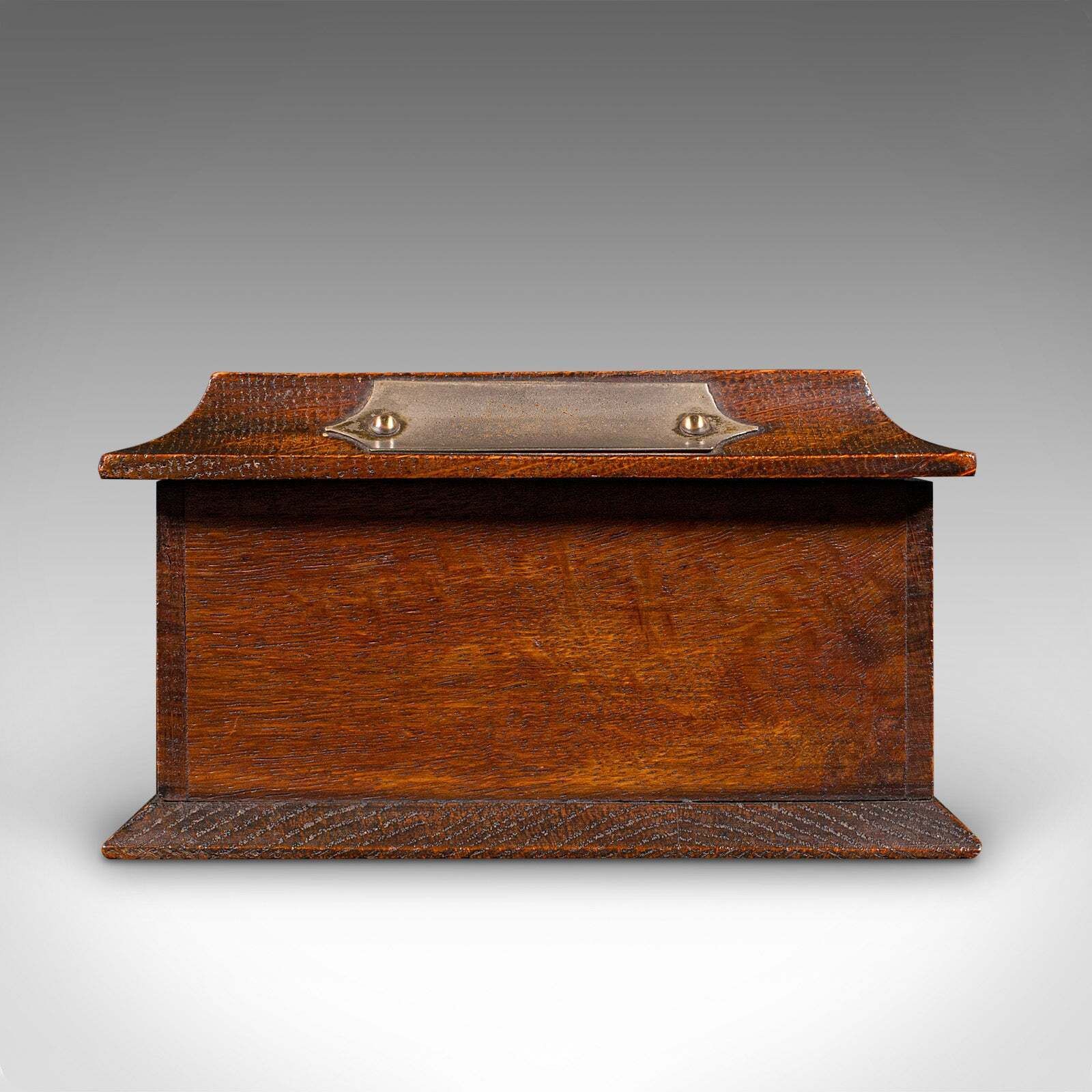 Antique Cigar Case, English, Oak, Cedar, Desktop Humidor, Edwardian, Circa 1910 photo Home Decor