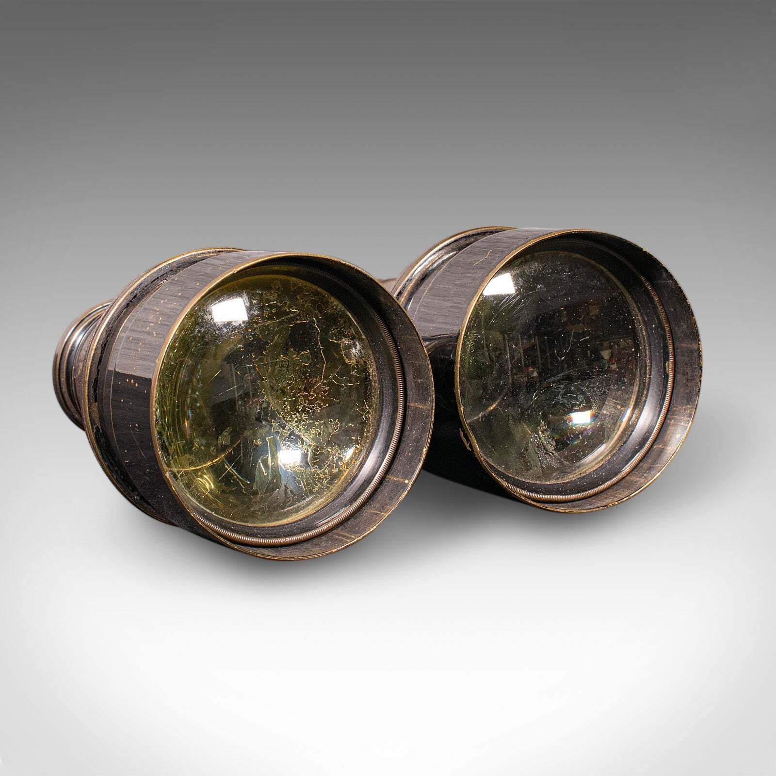 Pair Of Antique Opera Glasses, English, Leather, Brass, Binoculars, Ross London photo furniture