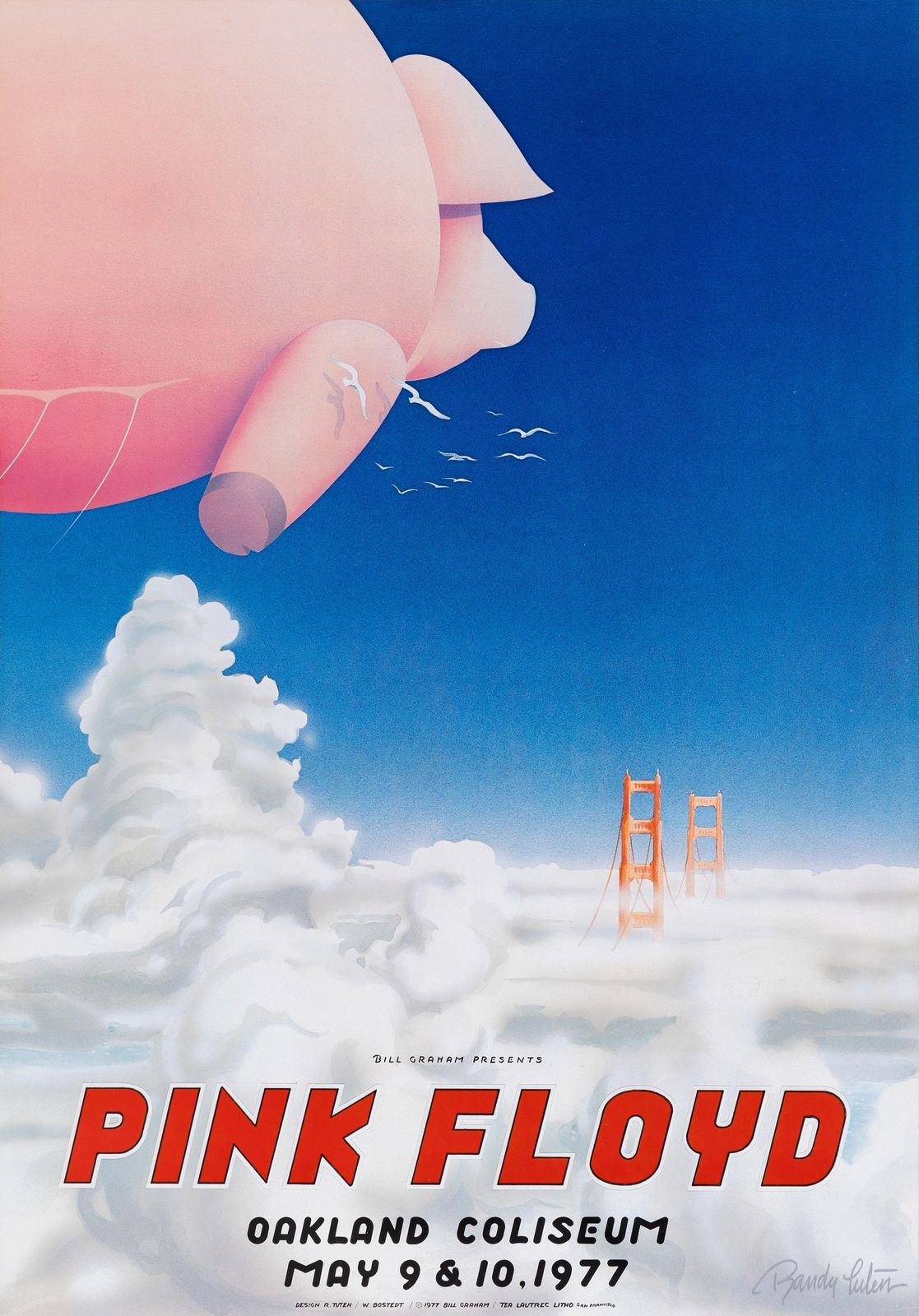 Pink Floyd Original Concert Poster For Oakland Coliseum By Randy Tuten, 1977