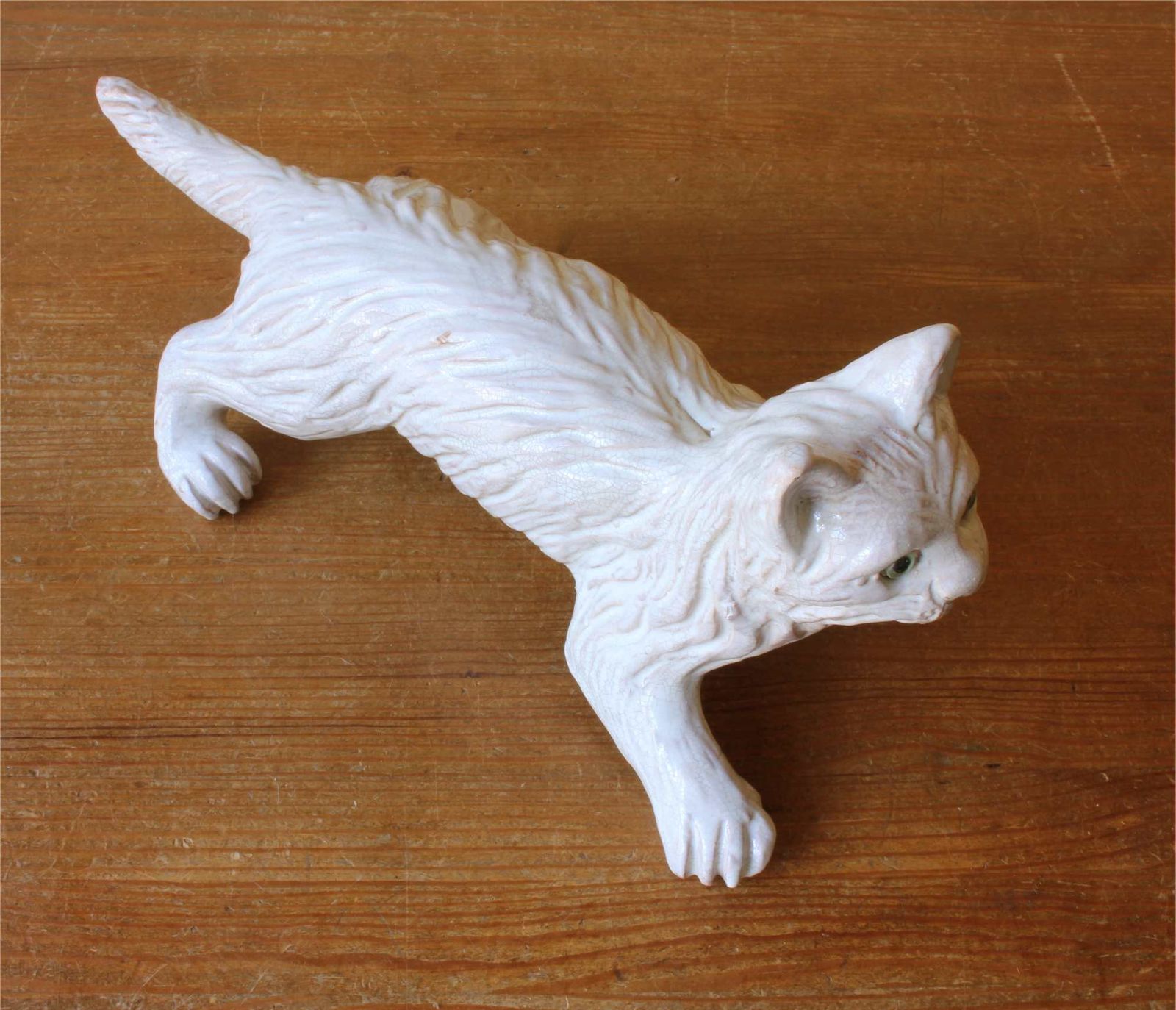 Bavent Terracotta Cat Figure. French Folk Art Pottery Roof Tile Feline. photo furniture
