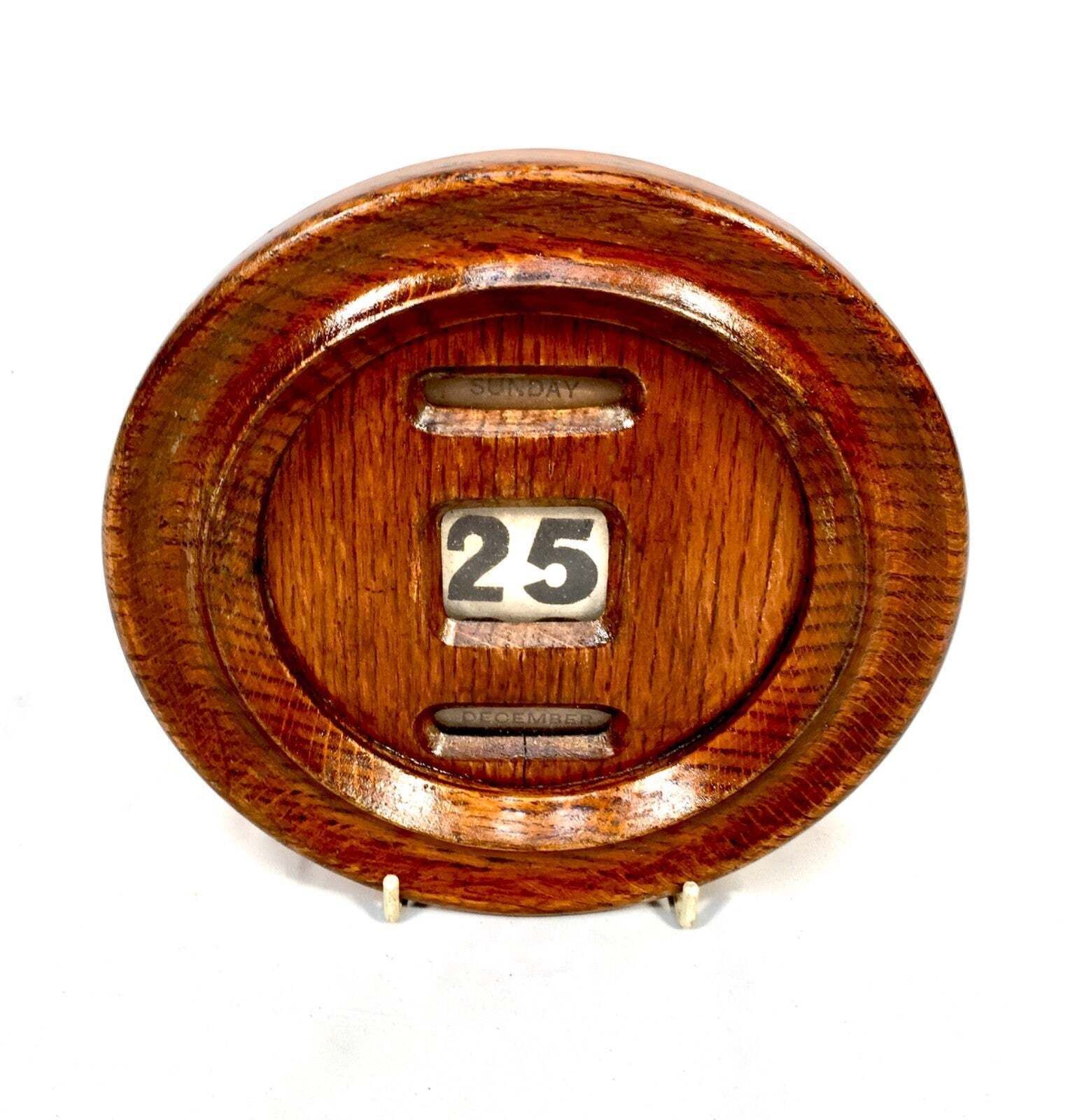 Antique Wooden Oak Office Wall Hung Art Deco Perpetual Calendar C.1930 / Working photo vinterior