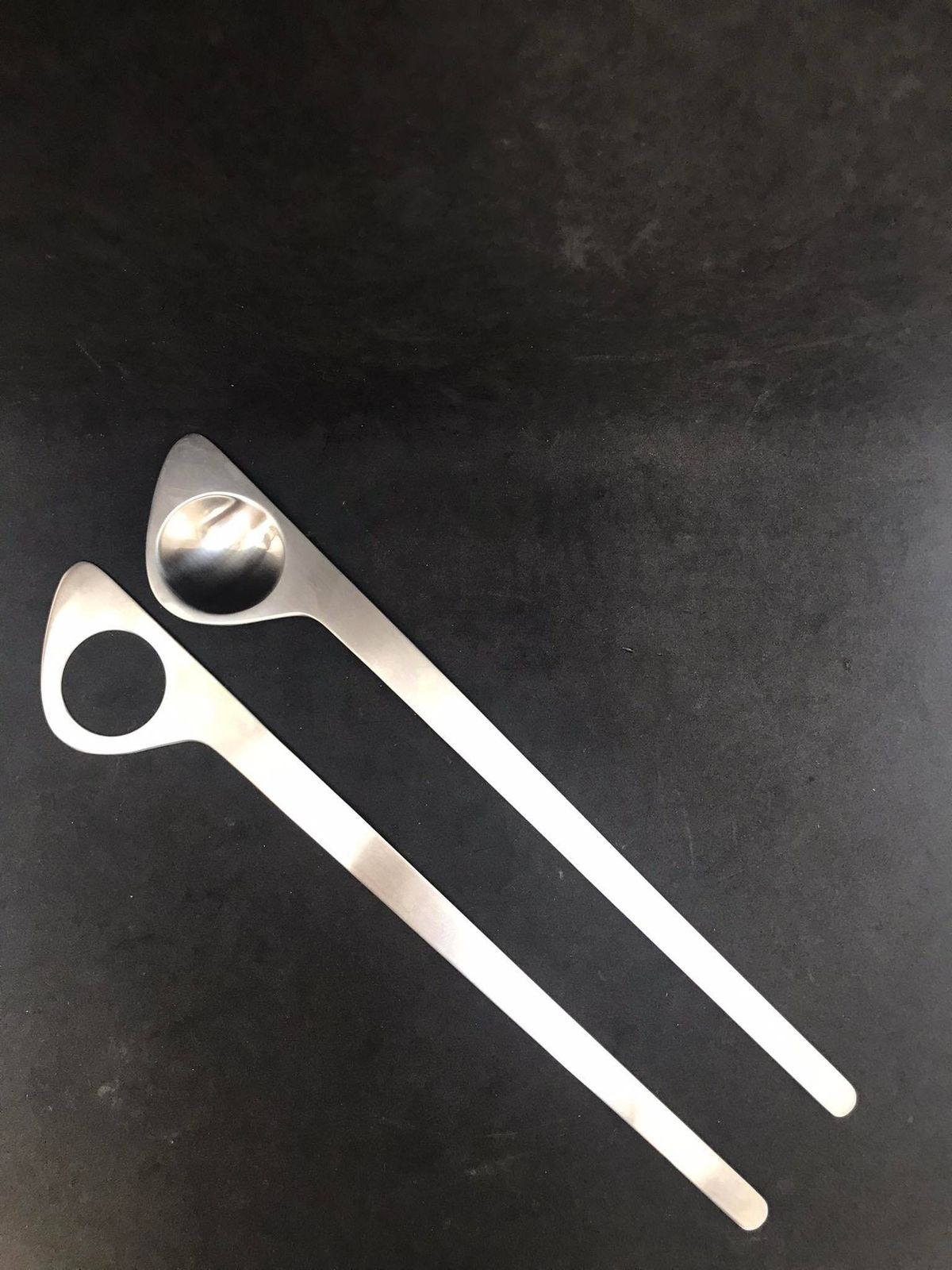 Salad Servers Arne Jacobsen Salad Cutlery Original 1960s Stelton Polished Danish Design Pasta Flatware Salad Cutlery Scandinavian Design photo for sale