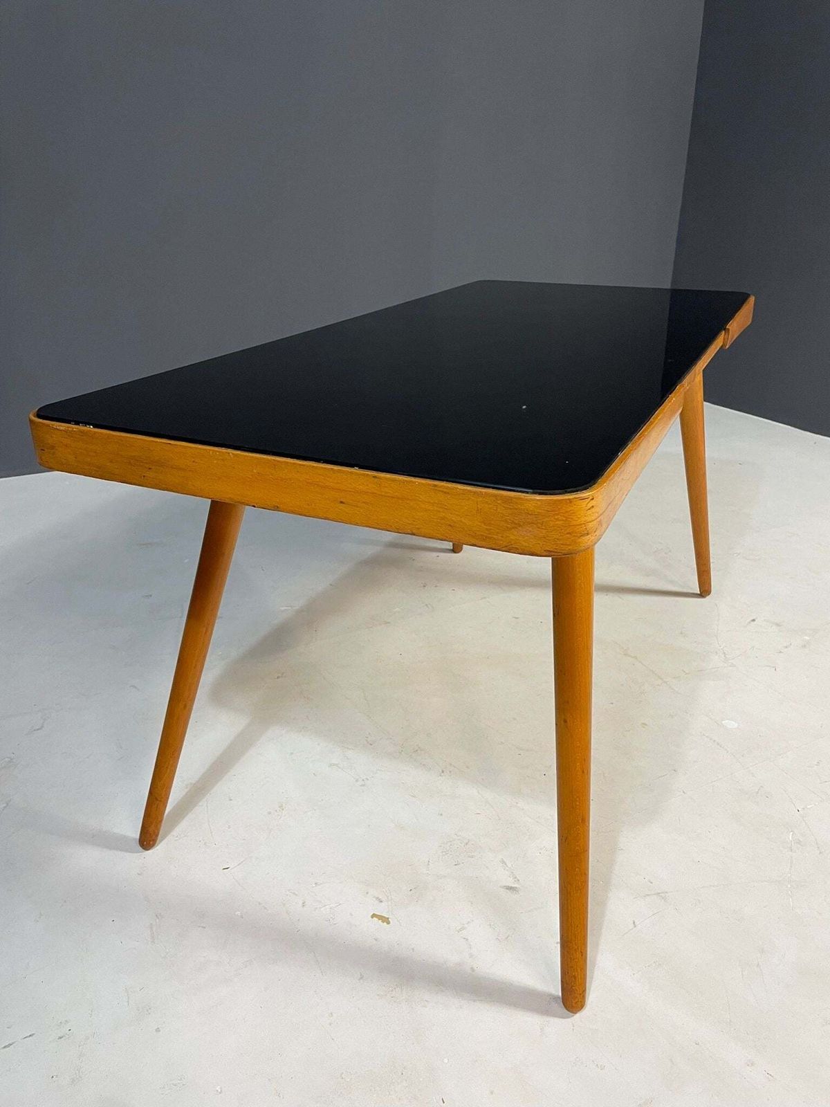 Mid Century Coffee Table By Interiér Praha With Opaxite Glass Top, 1960s photo for sale