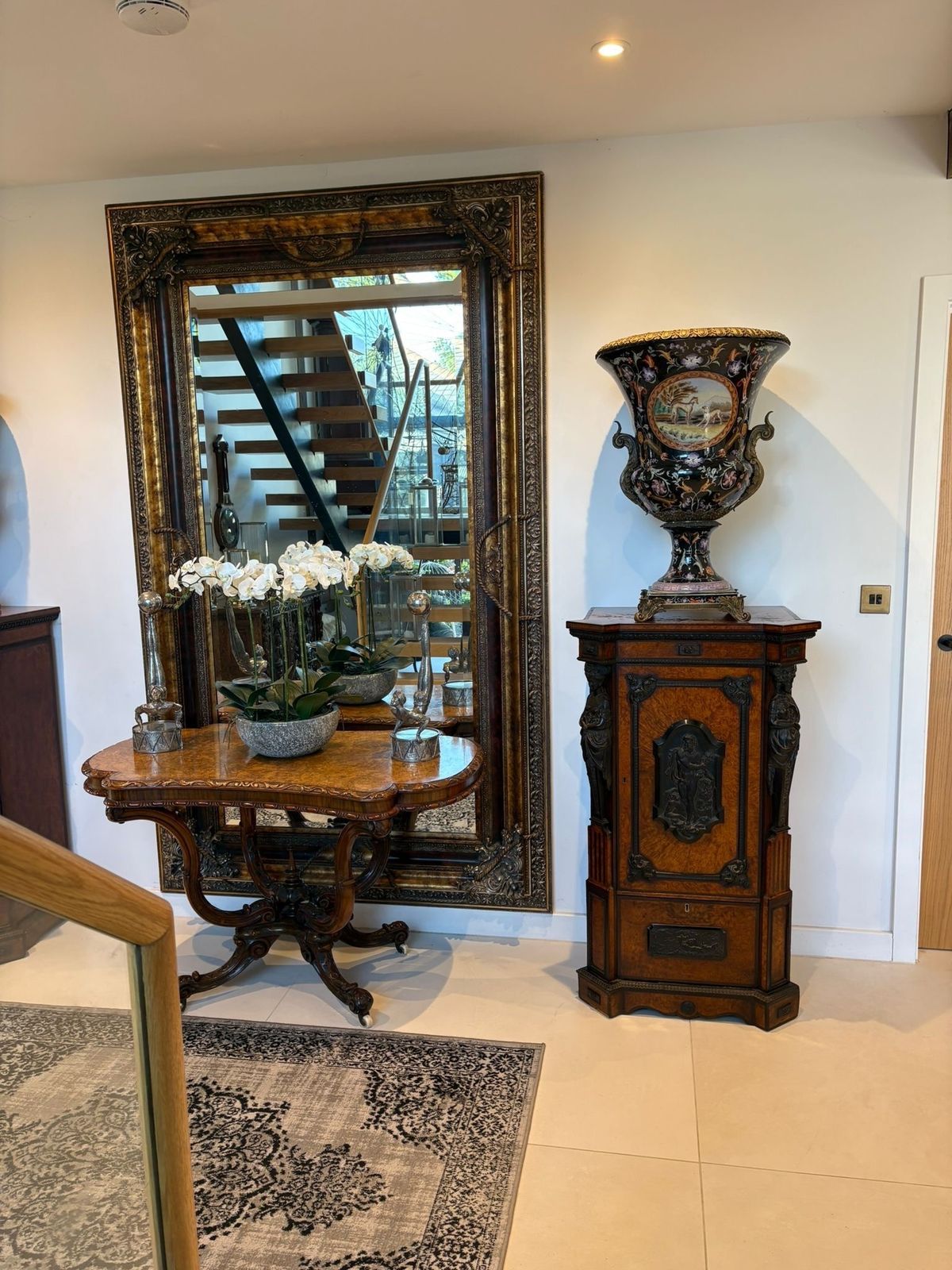 photo for sale Exhibition Quality Pair Of Antique 19th Century Amboyna And Carved Ebony Pedestals