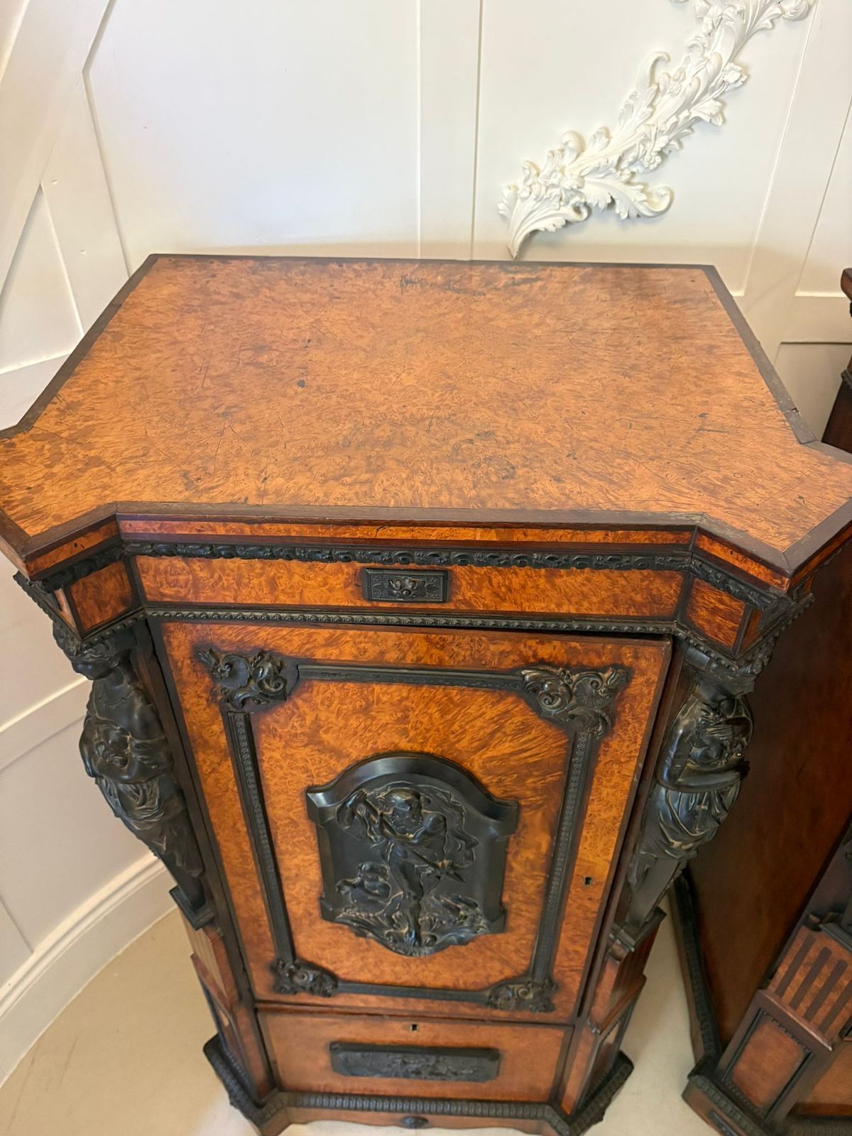 Home Decor Exhibition Quality Pair Of Antique 19th Century Amboyna And Carved Ebony Pedestals photo
