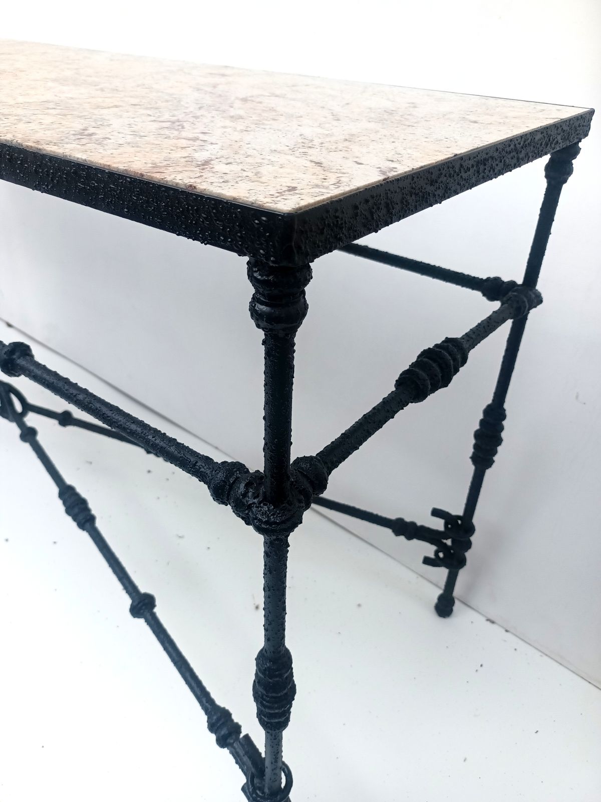 Table In The Style Of Giacometti. Wrought Iron And Granite photo 1900.0