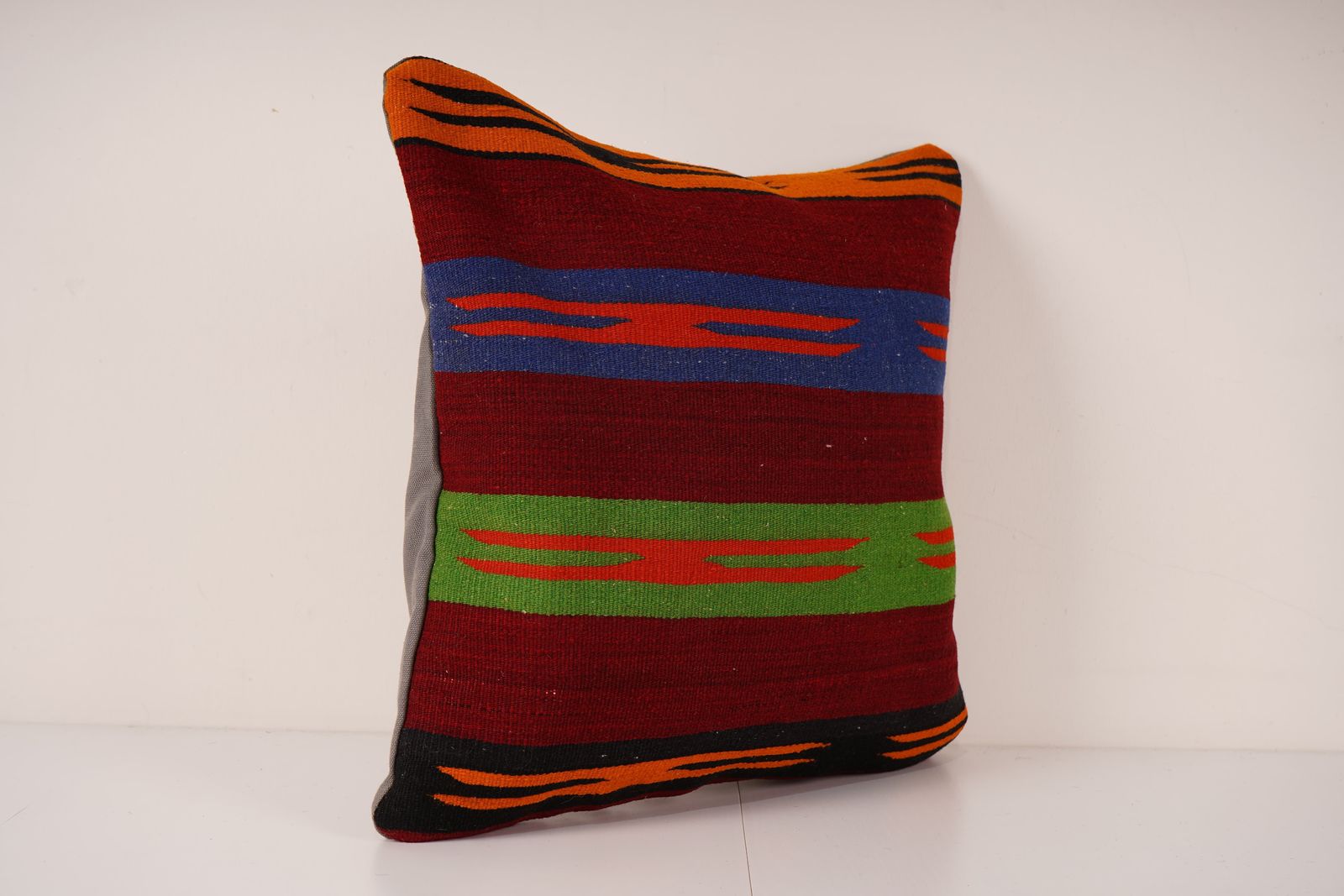 Traditional Turkish Hemp Decorative Kilim Pillow, Set Of Two Anatolian Striped Square Kilim Pillow Cover photo furniture